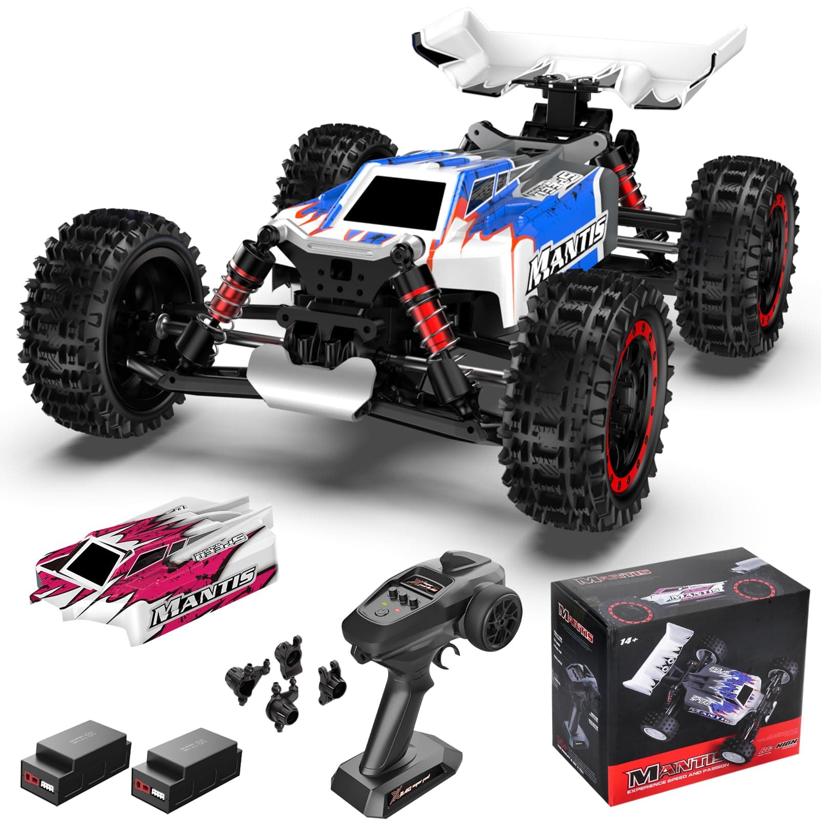 1:16 Brushless Remote Control Cars, Max 62mph Off-Road All Terrain Electric RC Truck, 4WD RC Monster Truck with 2.4 GHz Remote Control and 2 3S Lipo Batteries