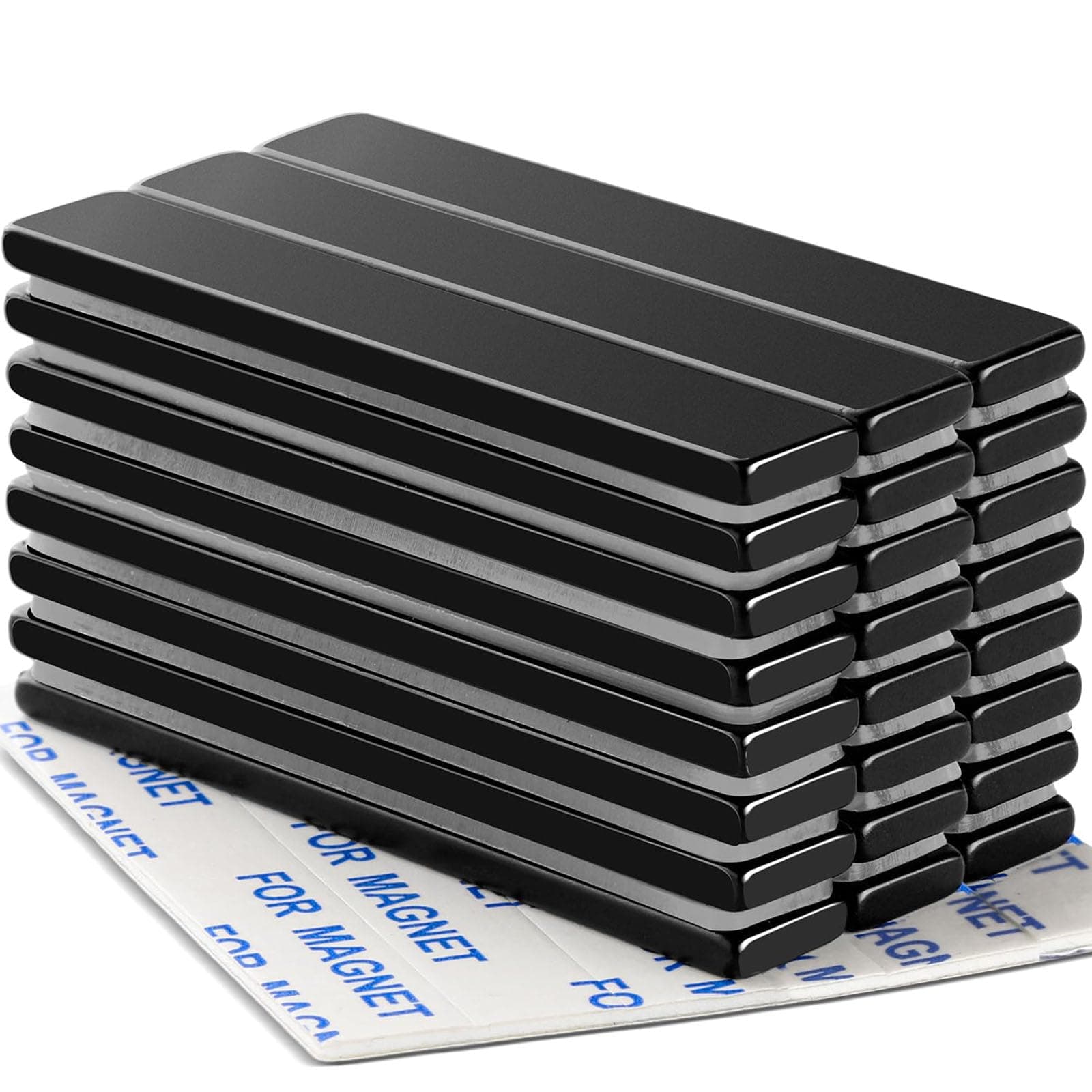 DIYMAG Neodymium Magnets, 24 Pack Strong Magnetic Bar with Double-Sided Adhensive Backing Heave Duty Rare Earth Magnet for Fridge, Classroom, Science and Craft - 2.36 x 0.39 x 0.12 in Black