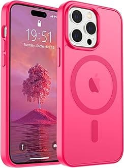 SUPFINE Magnetic for iPhone 14 Pro Max Case (Compatible with MagSafe) (10 FT Military Grade Drop Protection) Slim Translucent Matte Shockproof with Anti-Fingerprint Phone Case,Hot Pink