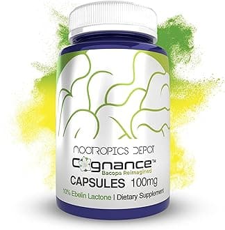 Nootropics Depot Cognance Enhanced Bacopa Capsules | 100mg | 10% Ebelin Lactone | Bacopa monnieri | Mood, Memory, & 5-HT2A Activation