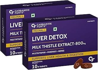 Carbamide Forte Liver Support Supplement with Milk Thistle Extract 800mg (30:1), Multivitamins & Amino Acid | Liver Detox Supplement 10 Veg Tablets (Pack of 2)