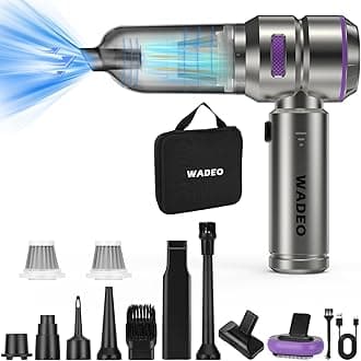 WADEO Handheld Vacuum Cordless, 4-in-1 21000PA Brushless Car Vacuum & 210000RPM Air Duster 7500mAh Battery Air Blower Wireless Handheld Vacuum for Car, Office and Home Cleaning