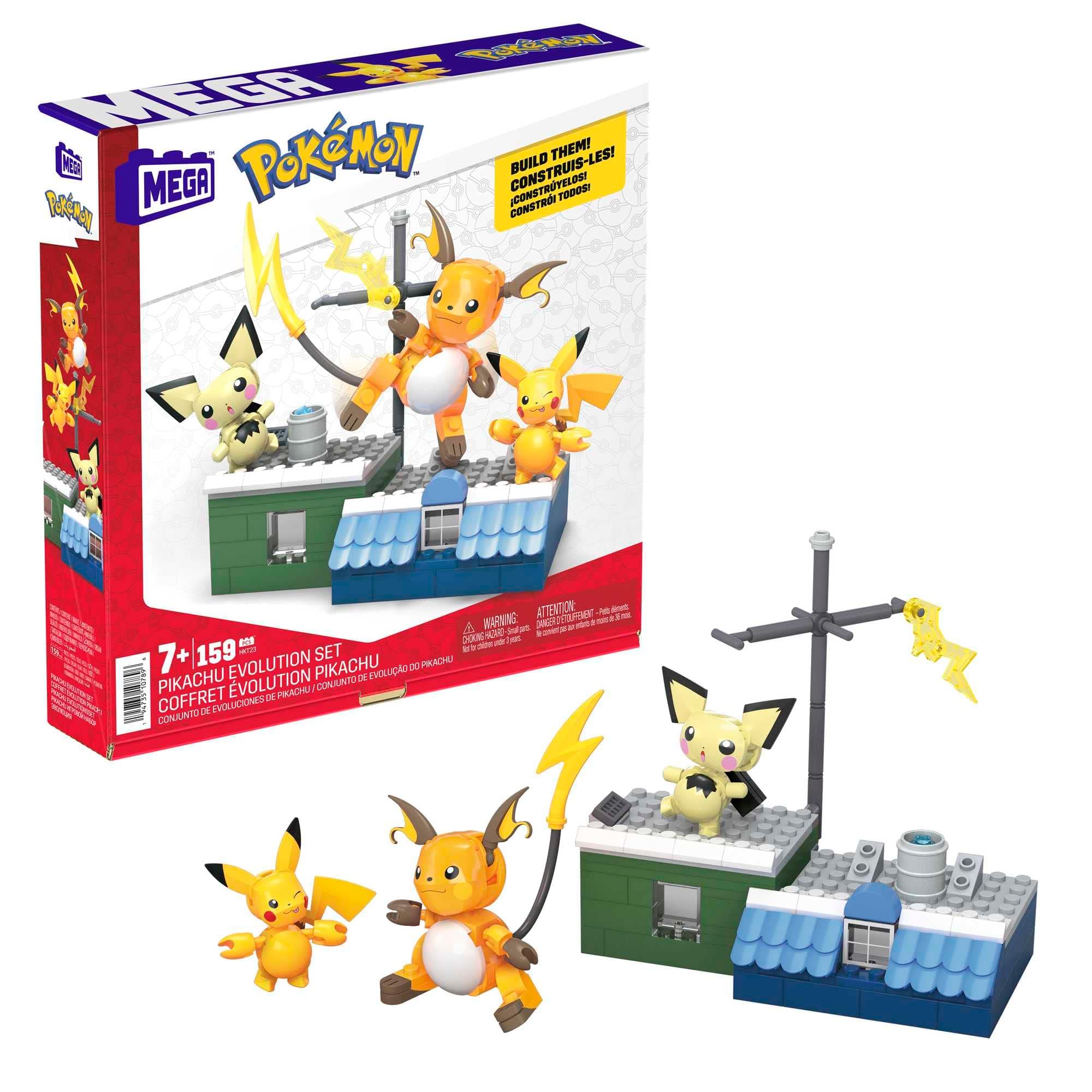 Pokémon Building Toy Kit Pikachu Set with 3 Action Figures (160 Pieces) for Kids