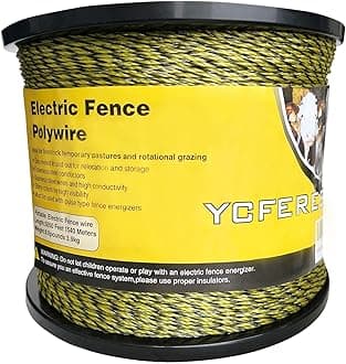 Upgraded Electric Fence Polywire 5050 Feet 1540 Meters, 6 Stainless Steel Strands for Reliable Conductivity and Rust Resistance, Portable Electric Fencing,UV, Rust Resistant