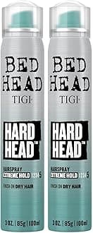 TIGI Bed Head Hard Head Hair Spray –Travel Size Hair Spray, Extra Strong Hold for All Day Style and All Hair Types, 3 oz, 2 Pack
