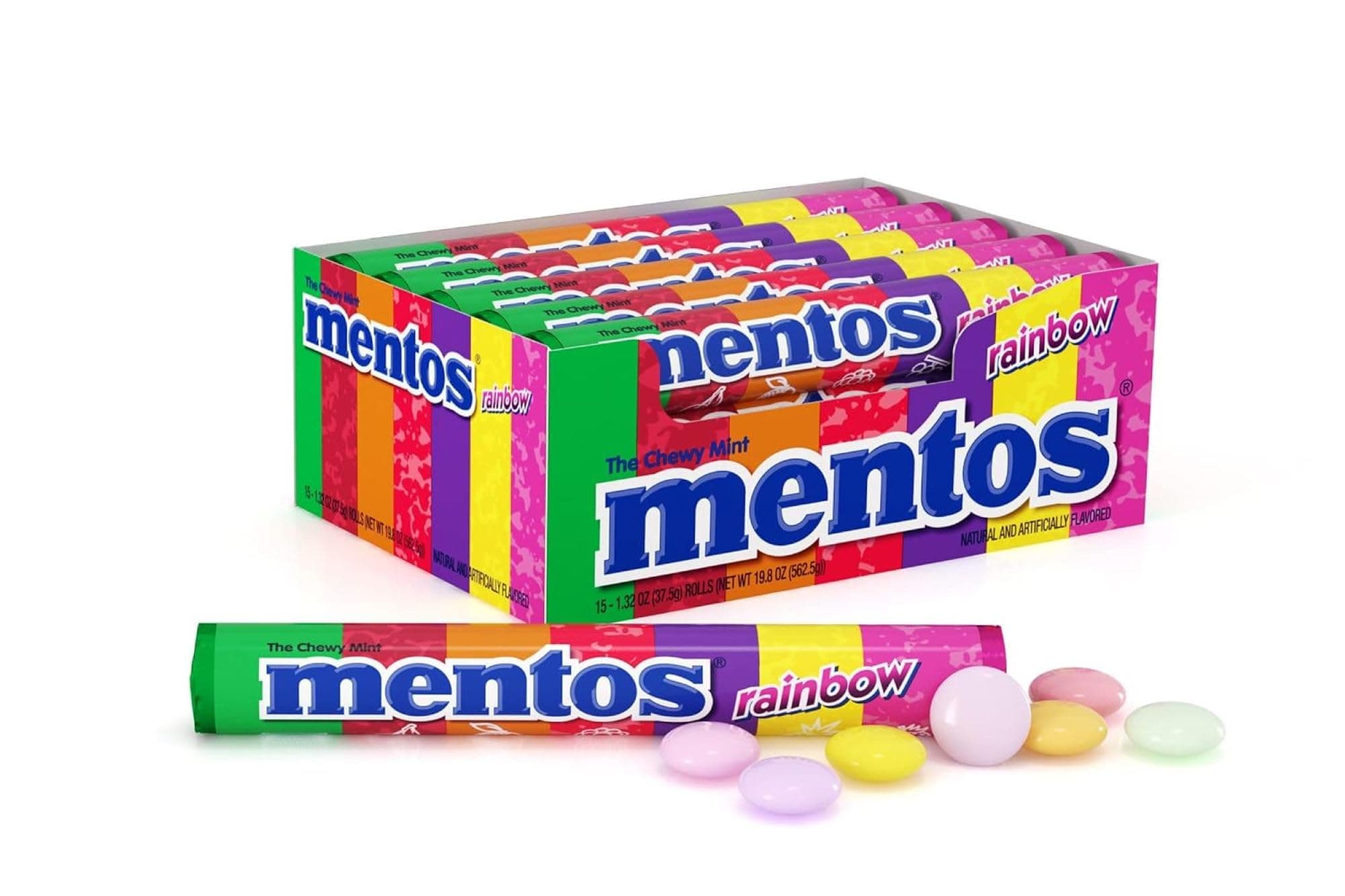 Mentos Rolls, Rainbow, 1.32 Ounce (Pack of 15)