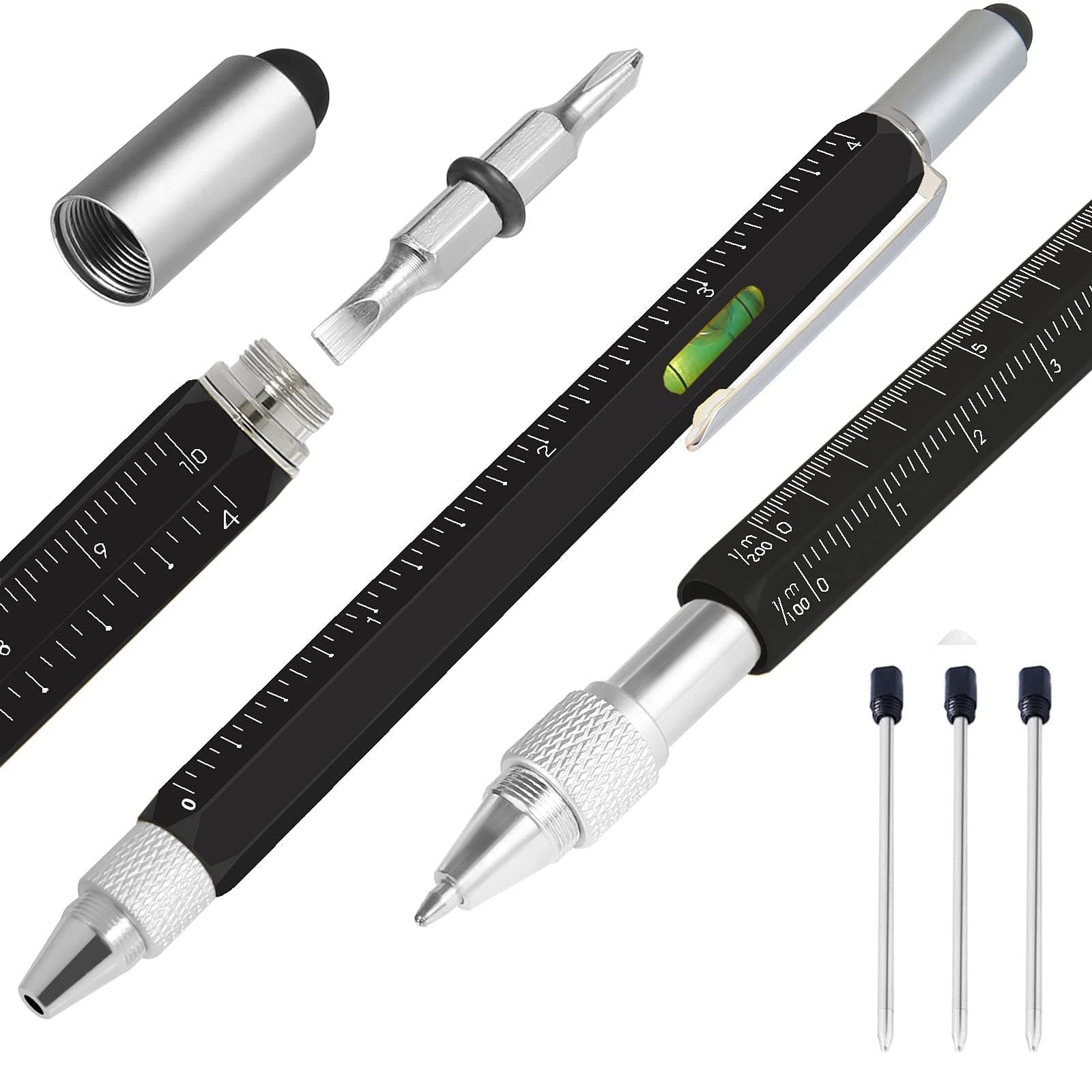 Wawasia 6 in 1 Multitool Pens, Survival Tool Pen, Gift Pen Multitool Tech Tool Pen with Ruler, Birthday Gifts Cool Gadgets for Men