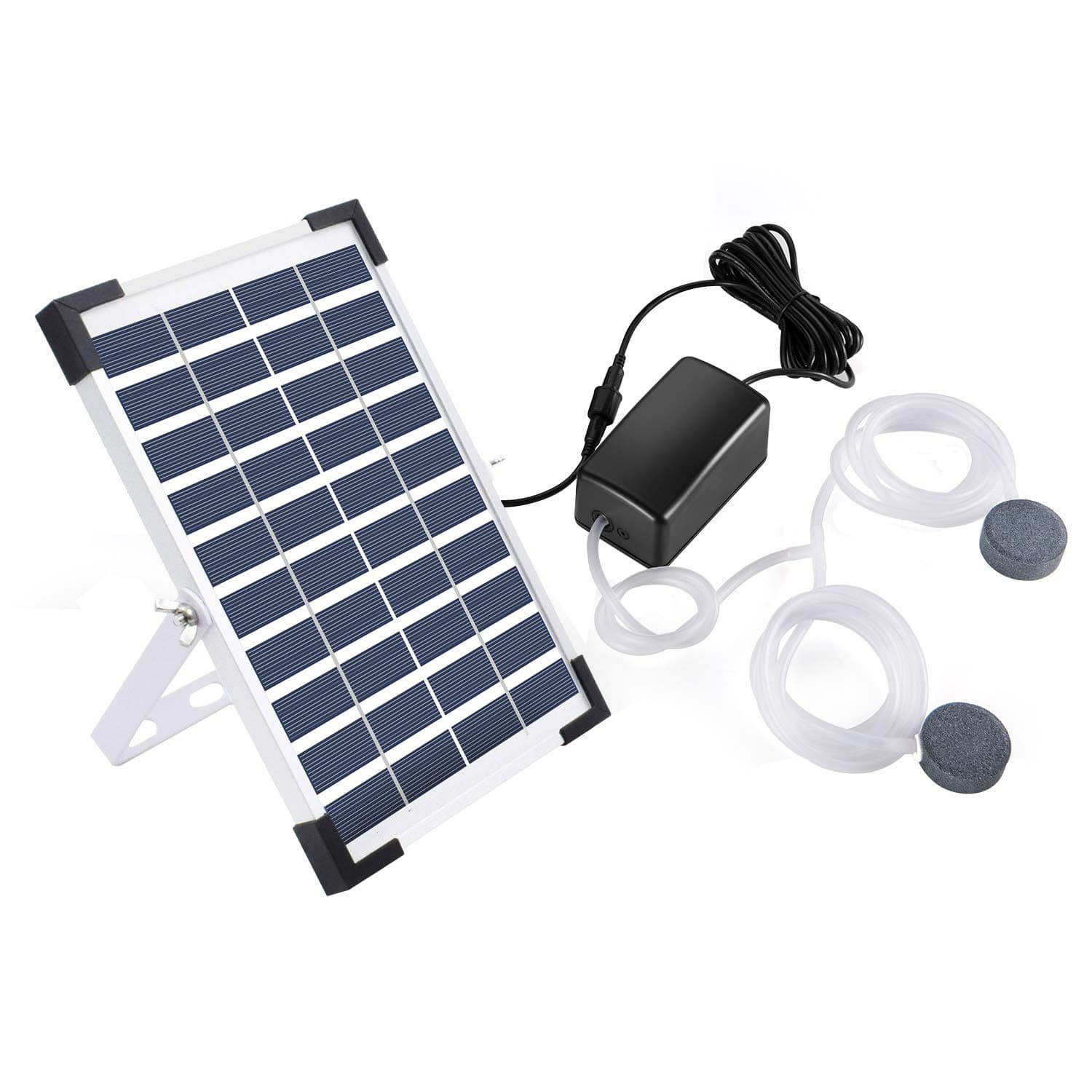 Lewisia 5W Solar Air Pump Kit with Air Hoses and Bubble Stones 3 Working Modes Pond Aerator Bubble Oxygenator