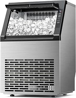 Commercial Ice Maker Machine 79Lbs/24H, Self-Cleaning, Ice Scoop, Freestanding Ice Cube Machine for Home, Bar, Restaurant, Coffee Shop