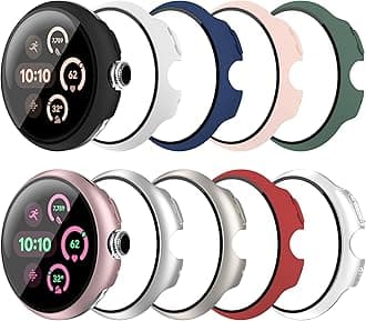 10 Pack Case for Google Pixel Watch 3/2/1 41mm with Tempered Glass Screen Protector, Shockproof Hard PC Bumper, All-Around Protective Cover Compatible with Pixel Watch 3/2/1 41mm Accessories