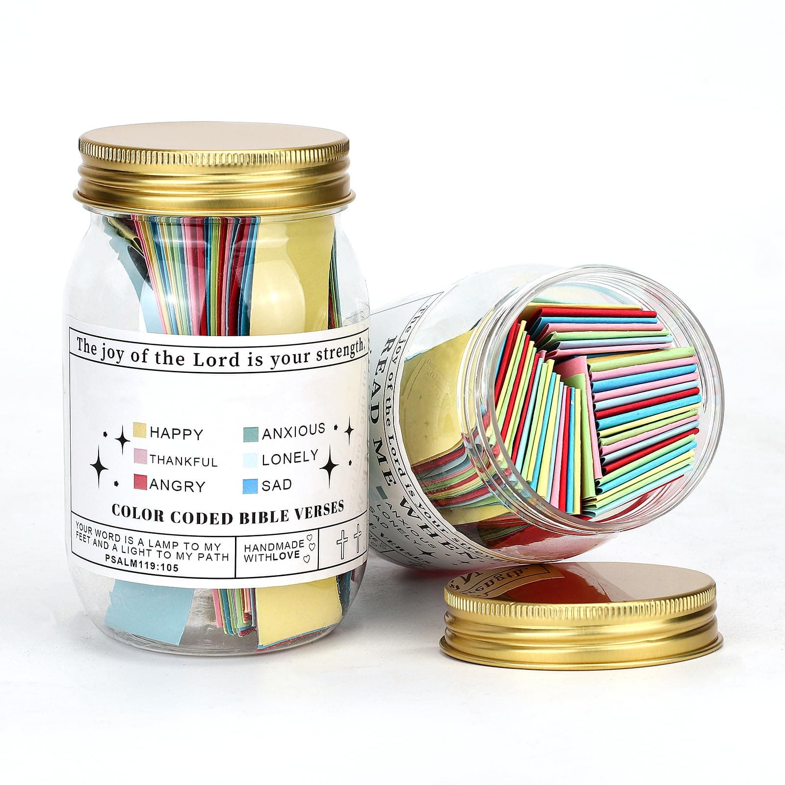 Bible Verses Jar for Emotions and Feelings - Color Coded Prayer Request Cards - Best Christian Gifts