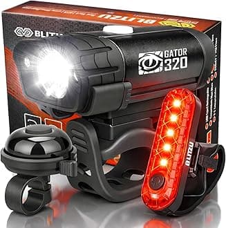 Bike Lights, Bike Reflectors Front and Back. LED Rechargeable Headlight Rear Taillight & Bell Set Bicycle Accessories for Night Riding Men Women Kids. Gift for Dad, Mom, Boys, Girls