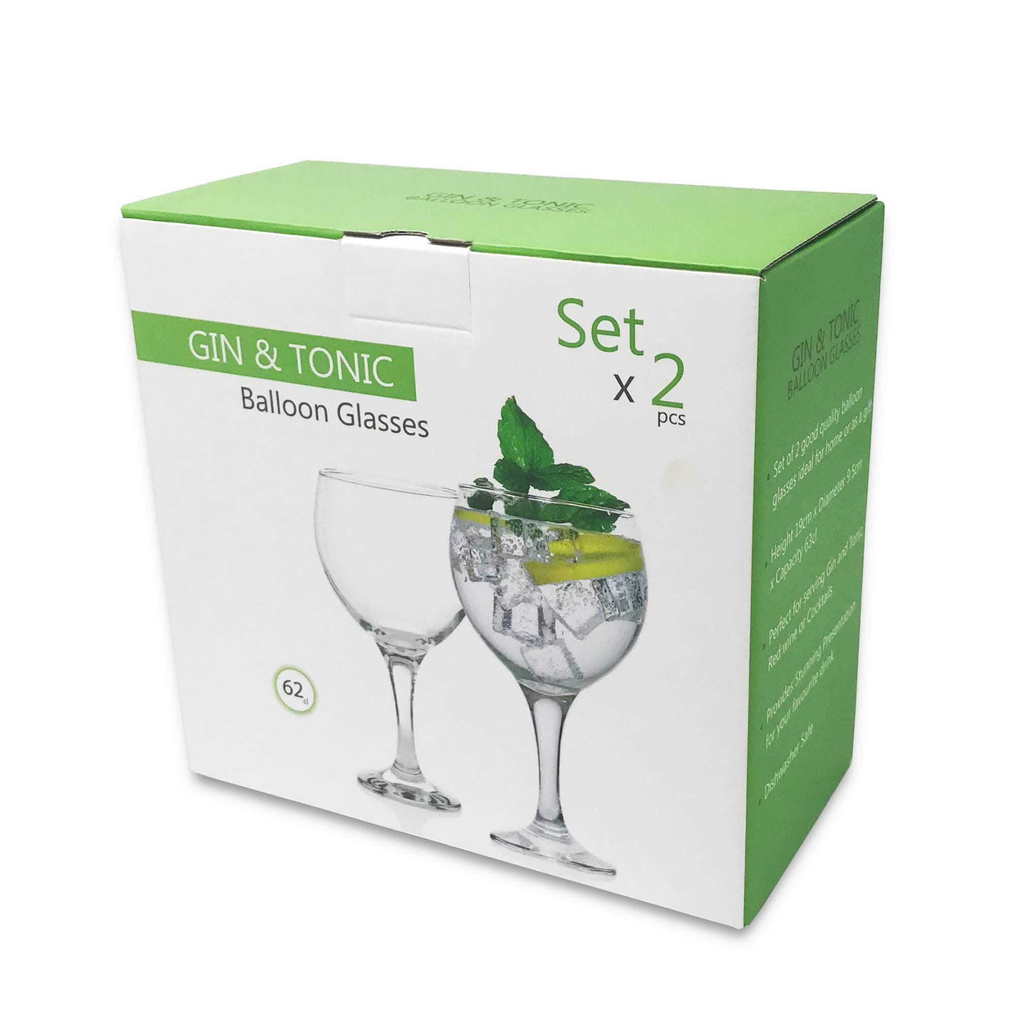 Copa Gin and Tonic Cocktail Balloon Shaped Large Gin Glasses Set of 2, 62cl