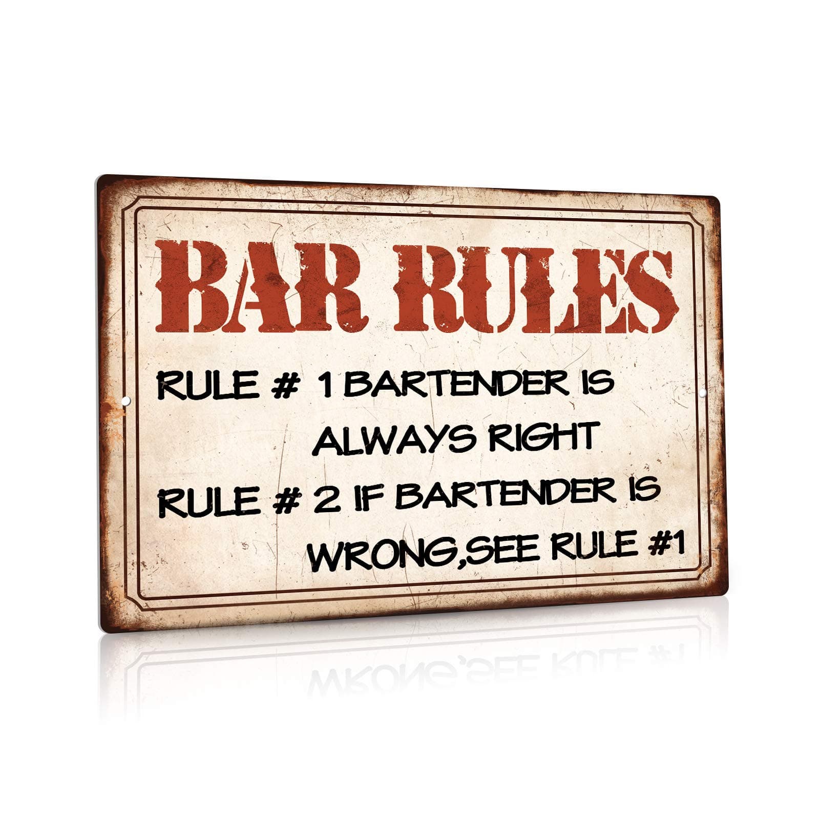 Putuo Decor Funny Bar Rules Metal Tin Sign Bartender Rule Man Cave Wall Decor 8" x 12"