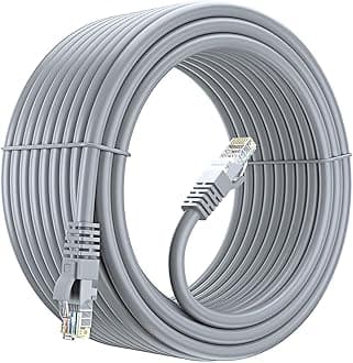 FEDUS Cat7 Ethernet Printer Cable Pure Bare Copper Double Shielded Outdoor & Indoor Lan Wire Heavy Duty High Speed Solid 24 AWG Network Cable 10Gbps, 600Mhz, Weatherproof S/FTP UV Resistant (5M)