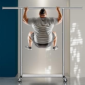 Frylr Rolling Clothes-Rack Heavy Duty - Portable Metal Garment Rack with Adjustable Hanging Rod, Sturdy Closet Organizer with Wheels, Hanging Shelves for Clothing and Coats, Easy Assembly, Silver