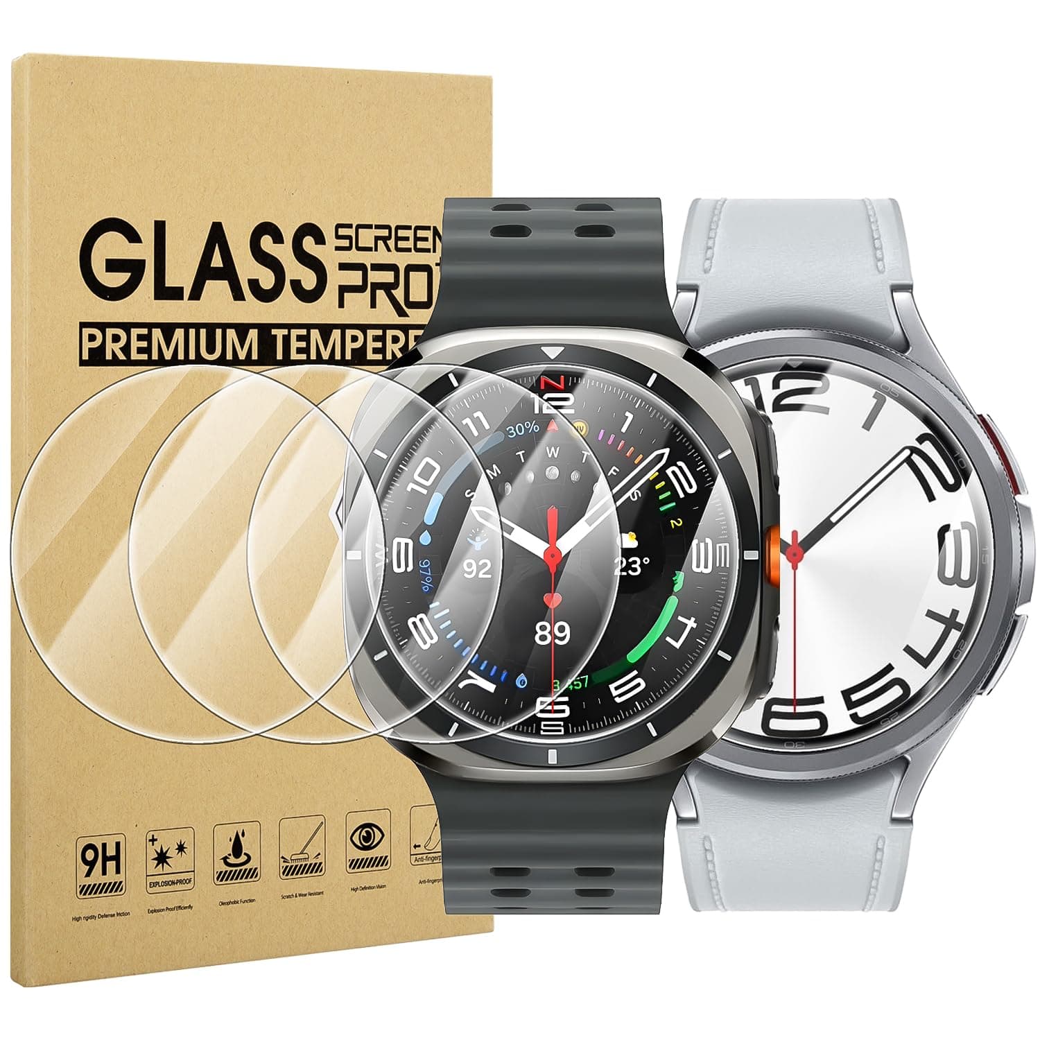 4-Pack for Samsung Galaxy Watch 6 Classic 47mm Screen Protector Tempered Glass, [Anti-Scratch] 2.5D 9H Ultra-thin Tempered Glass for Samsung Galaxy Watch 6 Classic 47mm