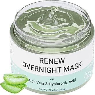 Doppeltree RENEW Overnight Face Mask with Aloe Vera Gel & Hyaluronic Acid, Anti Aging Hydrating Facial Mask for All Skin Types, Night Time Skin Care & Repair