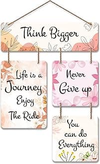 Artvibes Think Bigger Decorative Wall Art MDF Wooden Wall Hanger for Livingroom|Bedroom|Home Décor|Office|Café|Gift (WH_6517N)