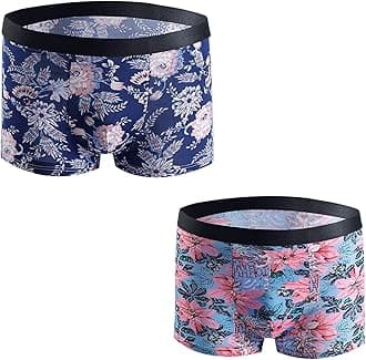 GenericMen's 100% Imported Material| Long Comfort Boxer Brief | Multi-Color | Free Size - Pack of 2 Multicolour