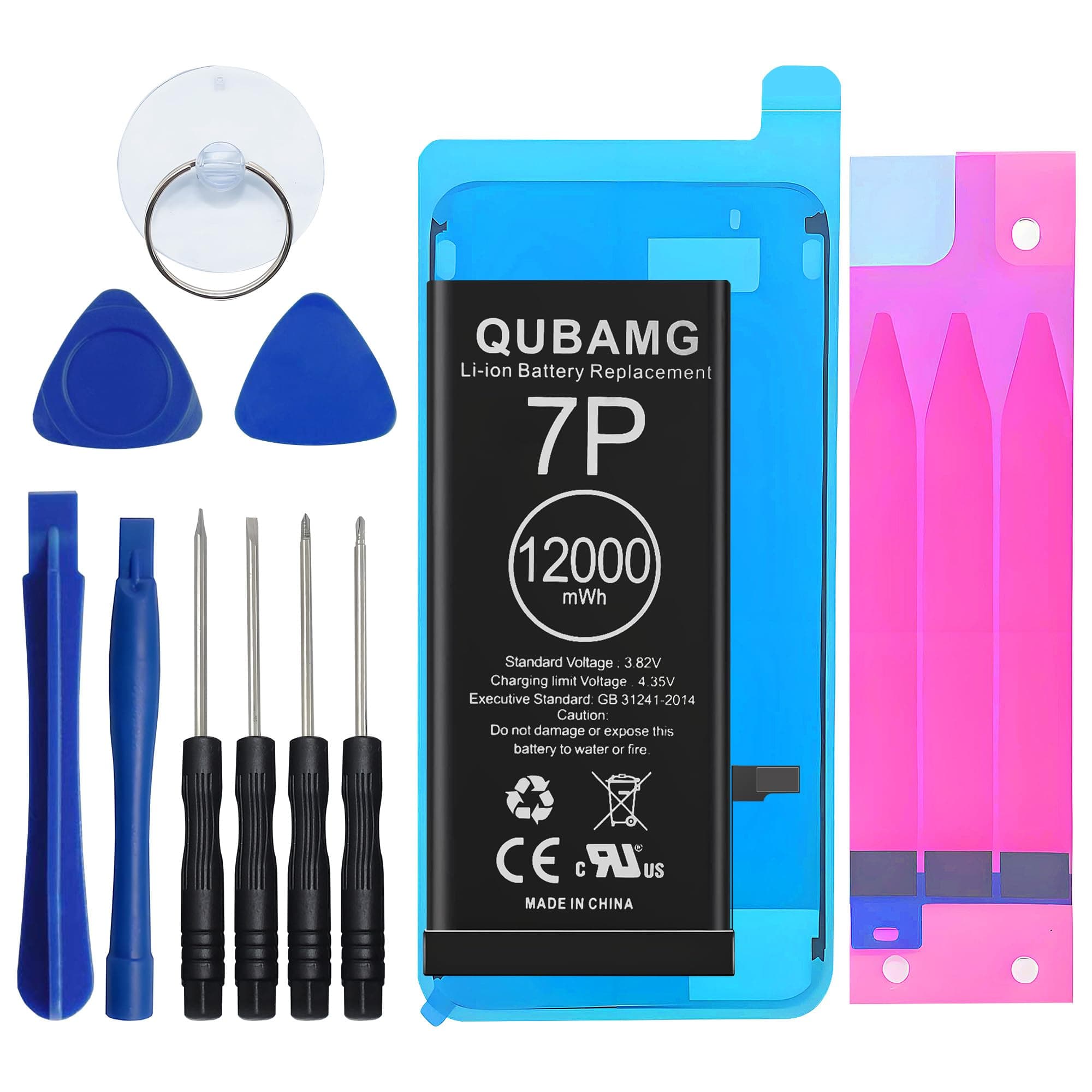 Battery Compatible with iPhone 7 Plus, Long Lasting Super Capacity 12000mWh Replacement Battery for iPhone 7 Plus A1661, A1784, A17785, A1786, 0 Cycle Li-Polymer, with Repair Kit