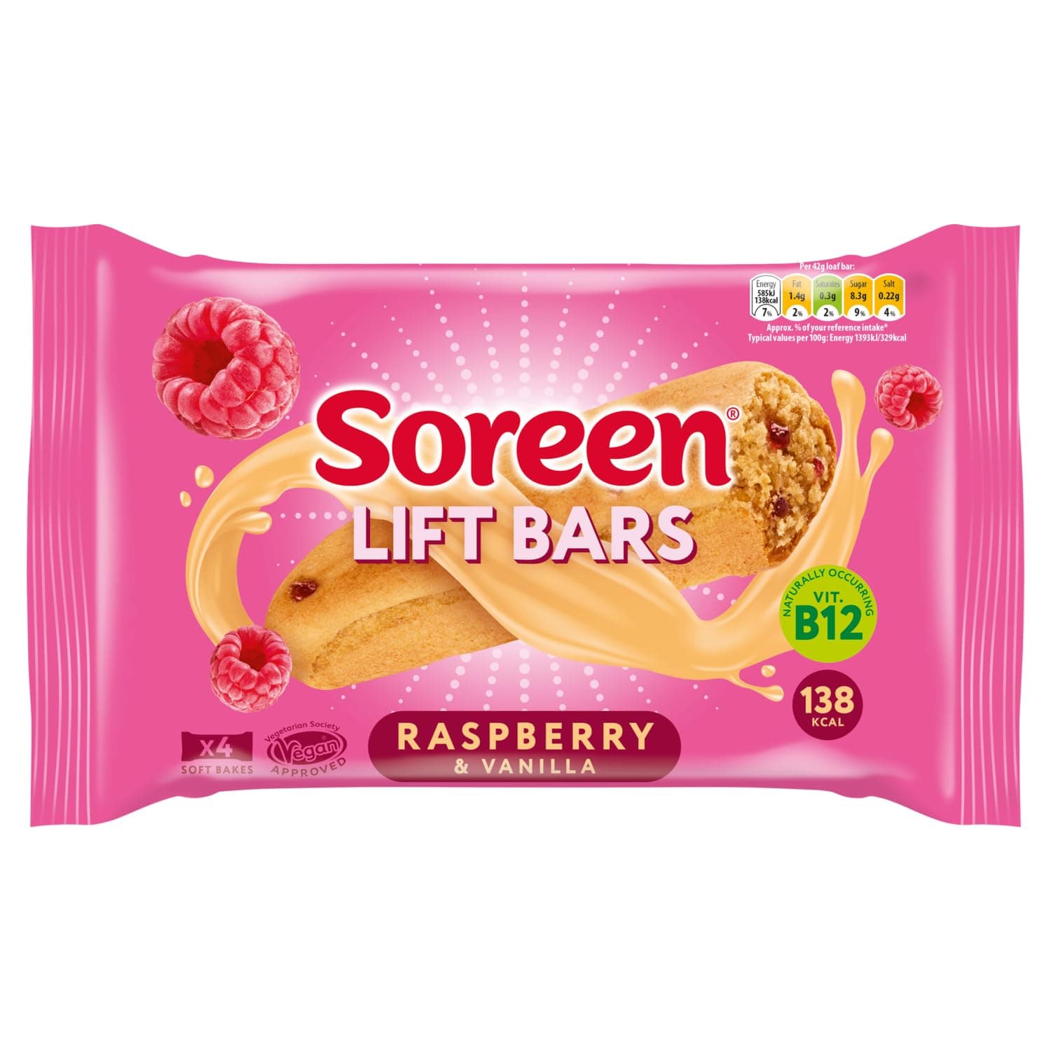 Soreen Lift Bars Raspberry & Vanilla 4 x 42g
