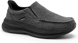 OrthoComfootMen's Orthopedic Hands Free Slip ins Loafers with Arch Support: Comfortable Orthotic Shoes for Plantar Fasciitis, Canvas Thick Sole Walking Shoes for Foot and Heel Pain Relief