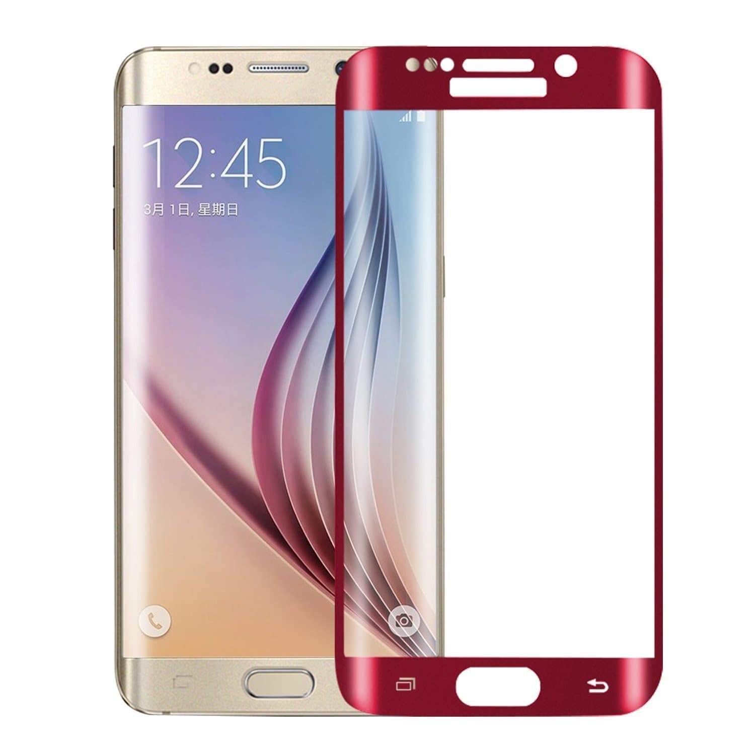 Samsung Galaxy S6 Edge Screen Protector, VeKite (TM) 3D Curved Full Coverage Premium Thin Tempered Glass HD Clear Film for Samsung Galaxy S6 Edge, Red