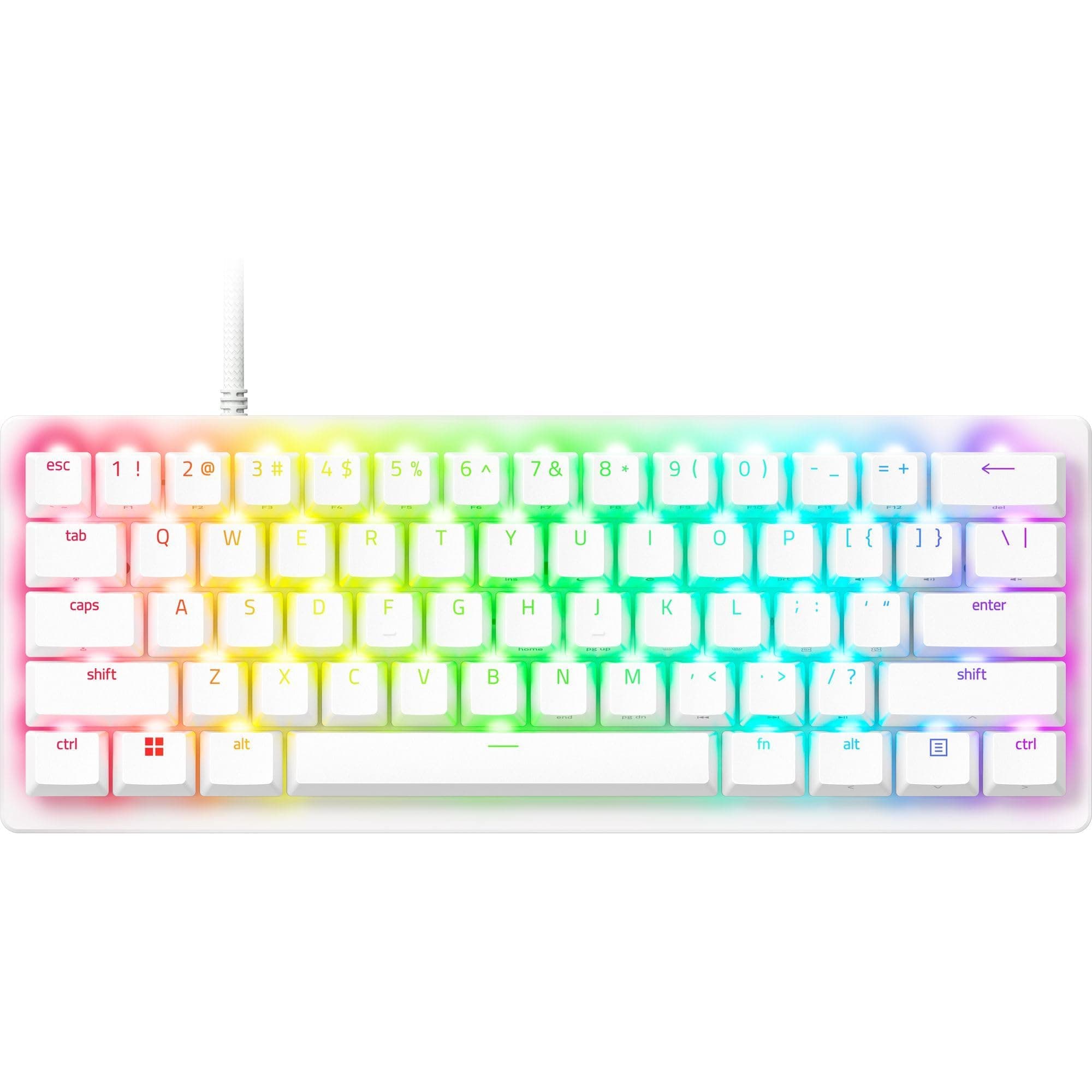 Huntsman V3 Pro Mini - Analogue Optical E-Sport Keyboard 60% Format - Snap Tap & Rapid Trigger (Digital Control Keys, Doubleshot PBT Keycaps) US Layout | White
