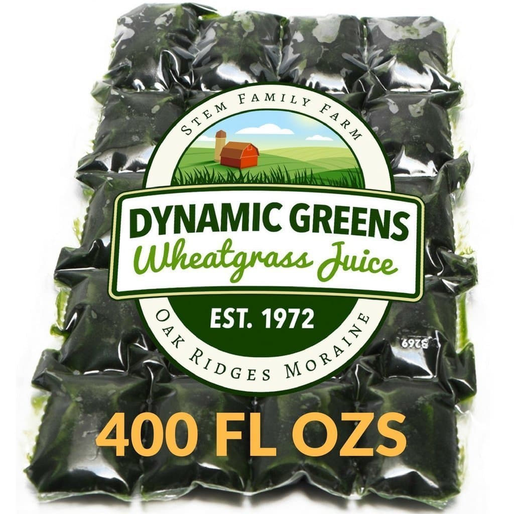 Dynamic Greens Wheatgrass Juice - 400 Fl Ozs - Just $1.45 Per Oz - 100% Wheatgrass Juice - Field Grown - Flash Frozen - Unpasteurized - 800 x 0.5 Fl Oz Portions