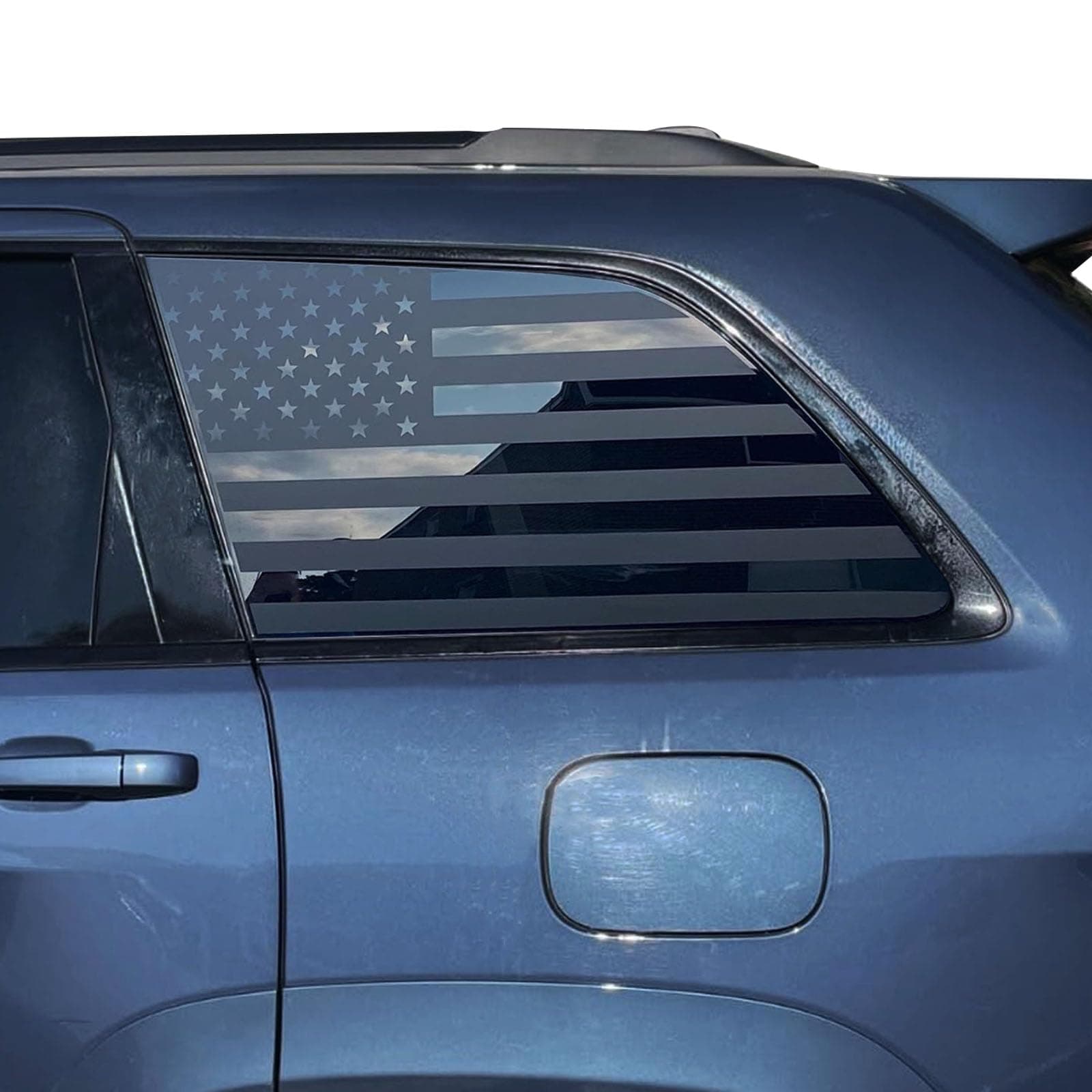 Rear Side Window American Flag Decal Compatible with 2011-2015 2016 2017 2018 2019 2020 2021 Jeep Grand Cherokee Accessories, Precut Back Side Window USA Flag Vinyl Sticker(Matte Black)