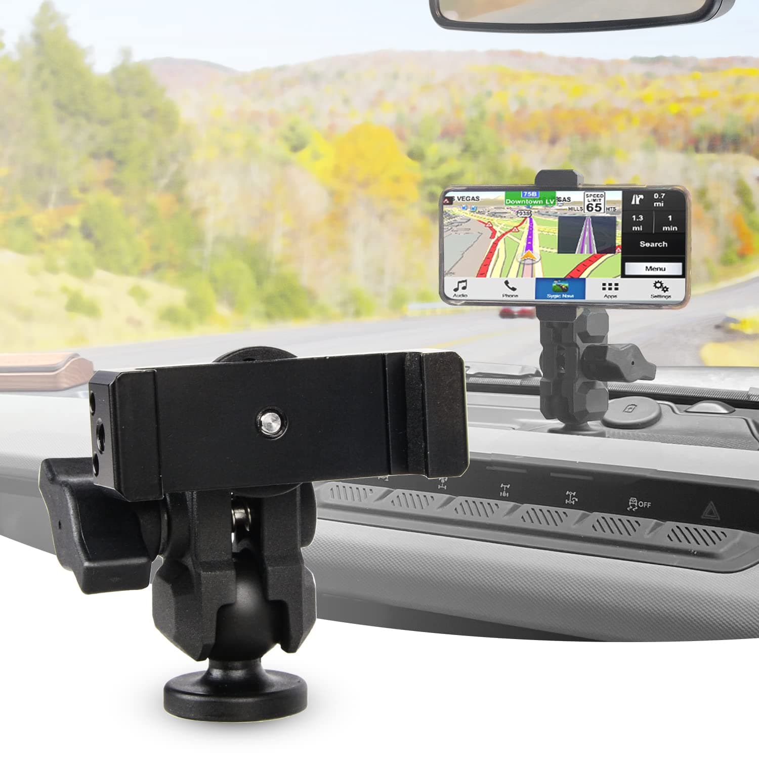 OMU Bronco Dashboard Cell Phone Mount,All-Metal Structure,360° Adjustment Phone Holder Suitable for Ford Bronco Accessories 2022 for All Smartphones(Not Sports,Non-Destructive Installation