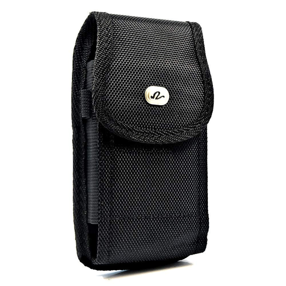 Vertical Pouch for Flip Phone or Smartphone Up to 4.25x2.25x0.85 Inch in Dimensions, a Heavy Duty Rugged Nylon Canvas Carrying Case with Belt Clip, Hook-and-Loop Fastener