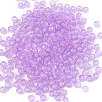1000 Pcs Acrylic Plastic Translucent Purple Pony Beads 6x9mm Large Hole Bulk Kandi Beads for Friendship Bracelet Necklace Jewelry Making Pens Hair Braiding Kit