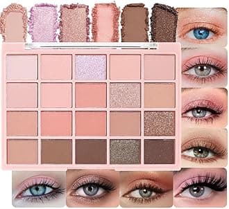 20Colors Nude Pink Brown Basics Matte Eyeshadow Palette,Eye Shadow Travel Makeup Palette all in one Long Lasting Waterproof,Great for Travel Gift Kit