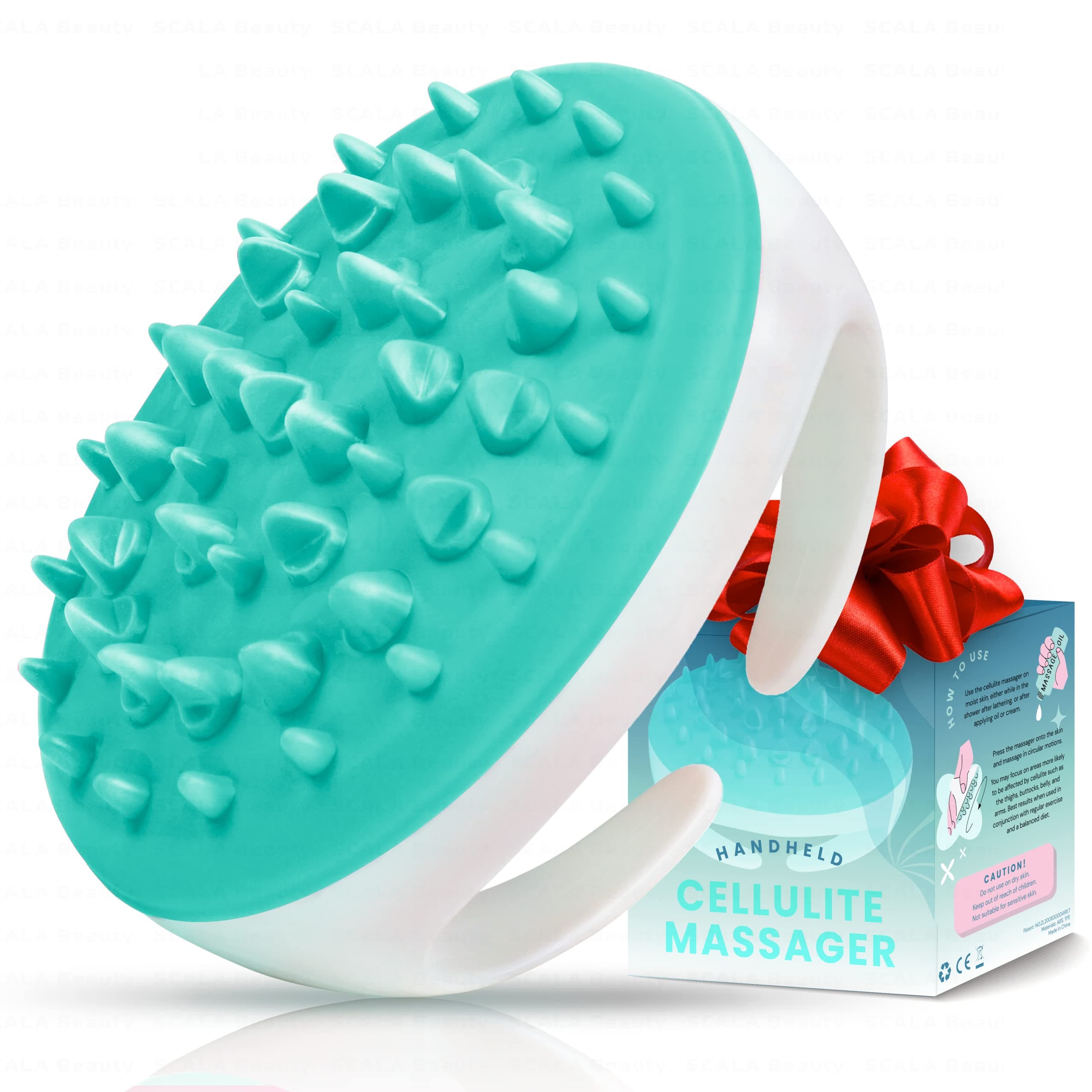 Scala Silicone Cellulite Massager, Bath Shower Scrubber Accessory, Bathroom Toy, Cellulite Remover, Improve Circulation, Body Massager, Exfoliator, Fat Roller Use with Creams and Oils, Teal