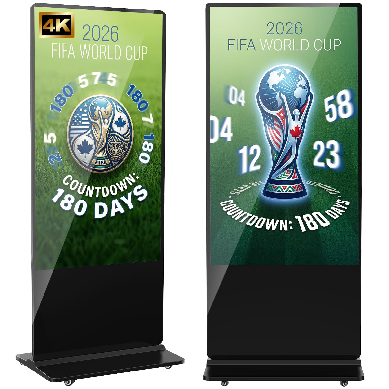 65" Digital Signage Display, Freestanding Digital Poster with 4 Wheels, Interactive LCD Kiosks, Commercial Advertising Display Ideal for Retail, Restaurants & Shopping Malls, Black, Non-Touch Screen