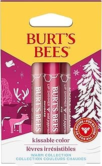 Burt's Bees Gift Set, 3 Lip Shimmers in Peony, Rhubarb and Fig Shades, Kissable Colour, 3x2.6g