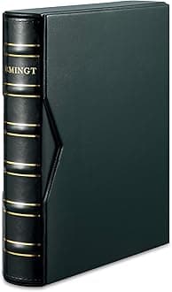 MUDOR Premium PU Classic Binder with Slipcase Storage Case, 4 Ring Binder Albums Stockbook for Stamps, Documents, Coins, Bank Notes,Without Inner Pages(Green)