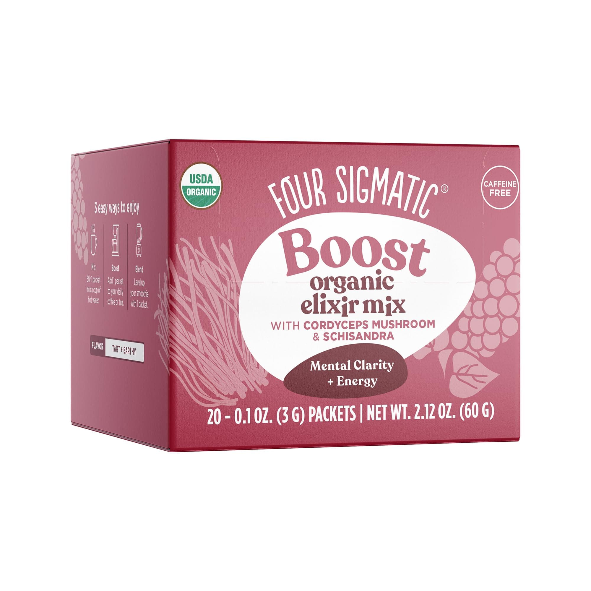 Four Sigmatic Cordyceps Mushroom Elixir | Coffee Alternative with Organic Cordyceps Mushroom Powder, Rose Hips & Schisandra | Support Energy & Athletic Performance, Keto | Pack of 20