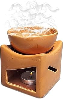 Pure Source India Ceramic Clay Candle Operated Aroma Burner Oil Diffuser, Ext...