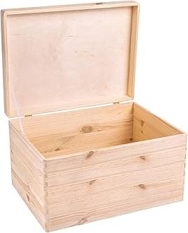 Creative Deco XXL Large Plain Wooden Box Storage with Hinged Lid | 15.8x11.8x9.44 inches (+-0.5) | Keepsake Unfinished | Unpainted Gift Trunk | Product NOT Intended for 15 Years OR Below