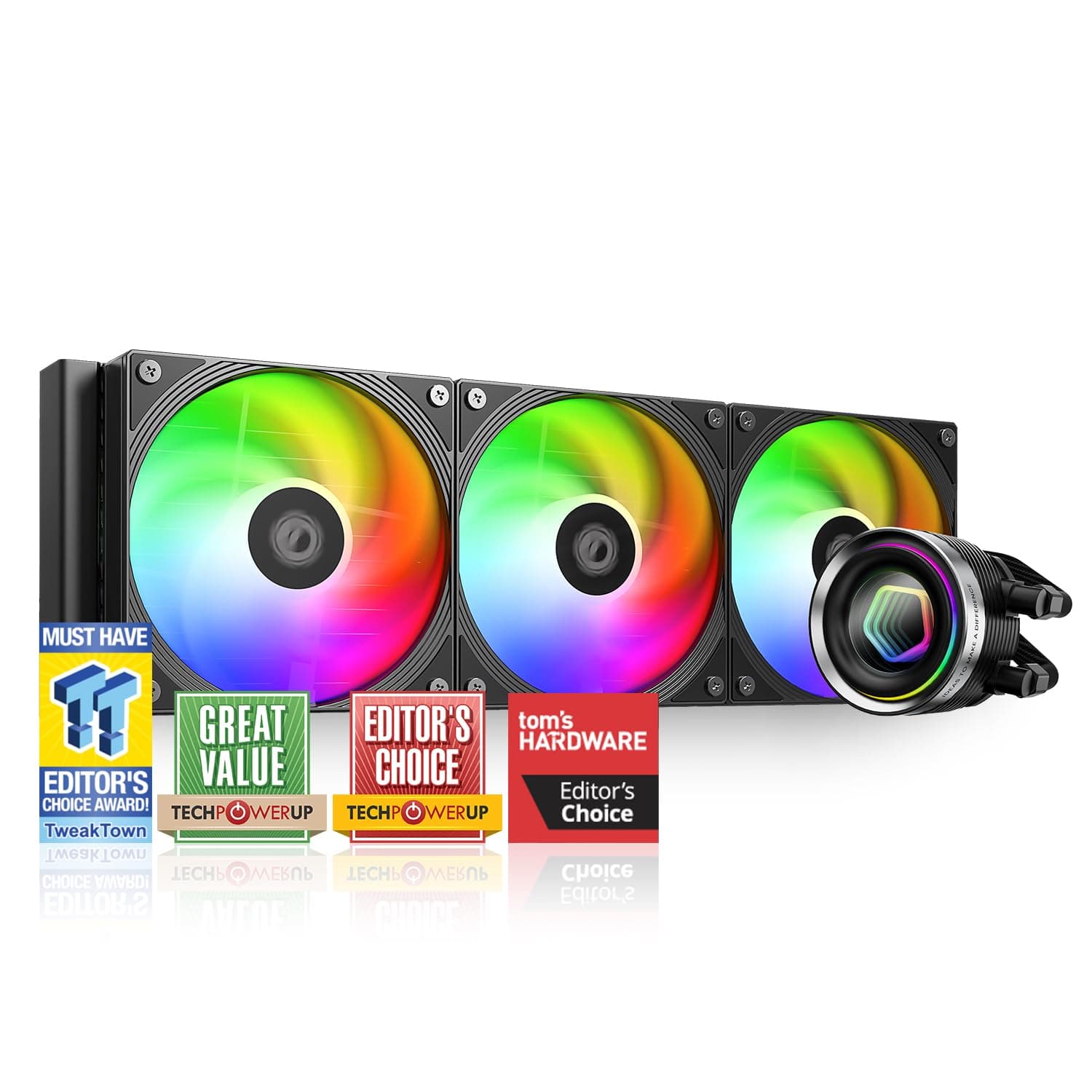 FX360 INF 360mm Liquid CPU Cooler, AIO Cooler with ARGB Infinity Mirror Effect, 3x120mm Daisy-Chained Fans Low-Noise Operating 27.2dB(A) Max., Intel LGA1851/1700/1200/115X & AMD AM5/AM4