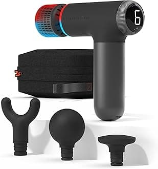 Powerboost Pro+ Compact Hot & Cold Percussion Massager, Dual Temperature Node for Hot and Cold Therapy, 6 Speeds, 4 Accessories, Portable Athlete Recovery