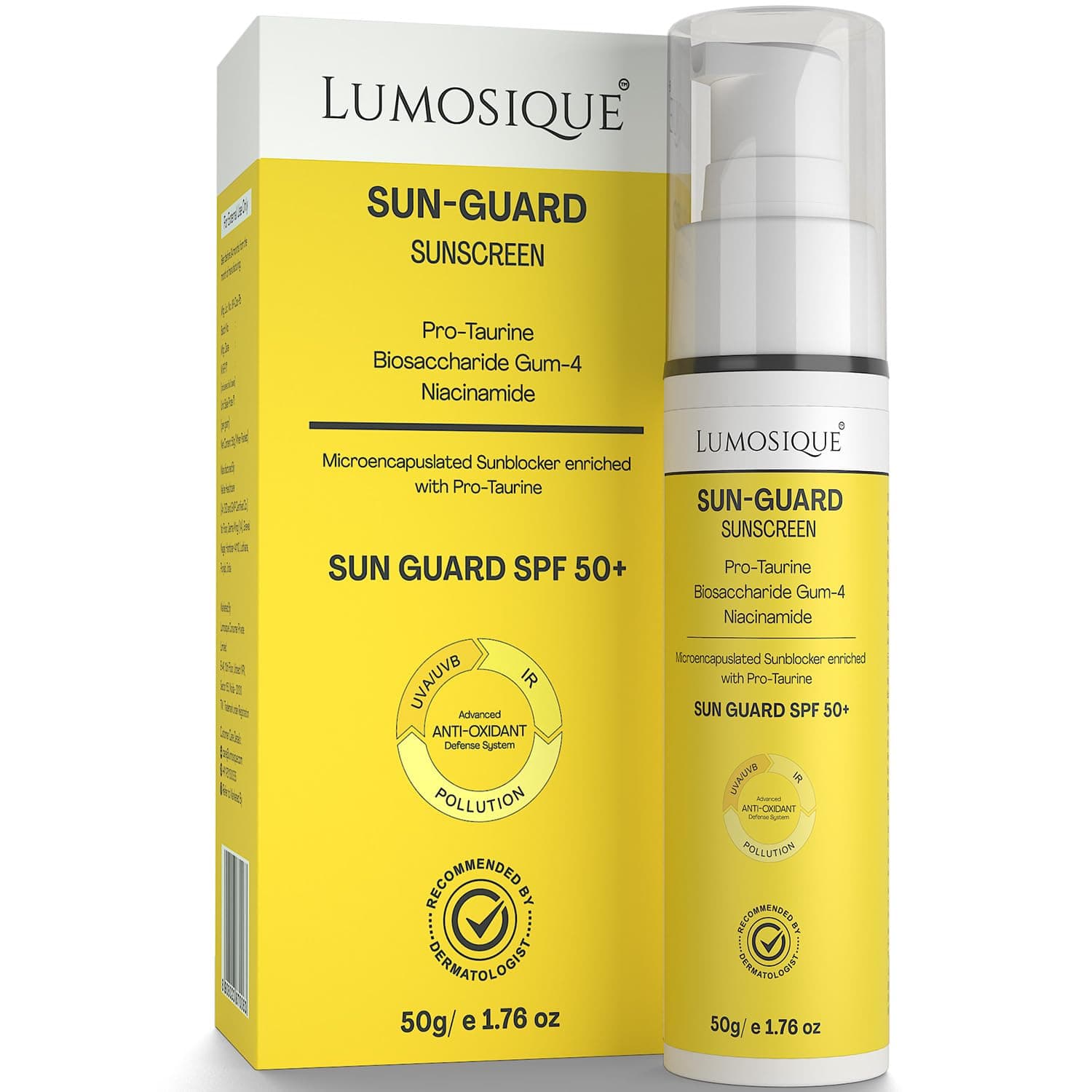 Sun Guard Sunscreen SPF 50+ for UVB, UVA, IR, Blue Light Protection | Ultra Matte, Broad-Spectrum & No White Cast | Oily, Dry, Sensitive & Combination Skin | for MEN & WOMEN, 50gm