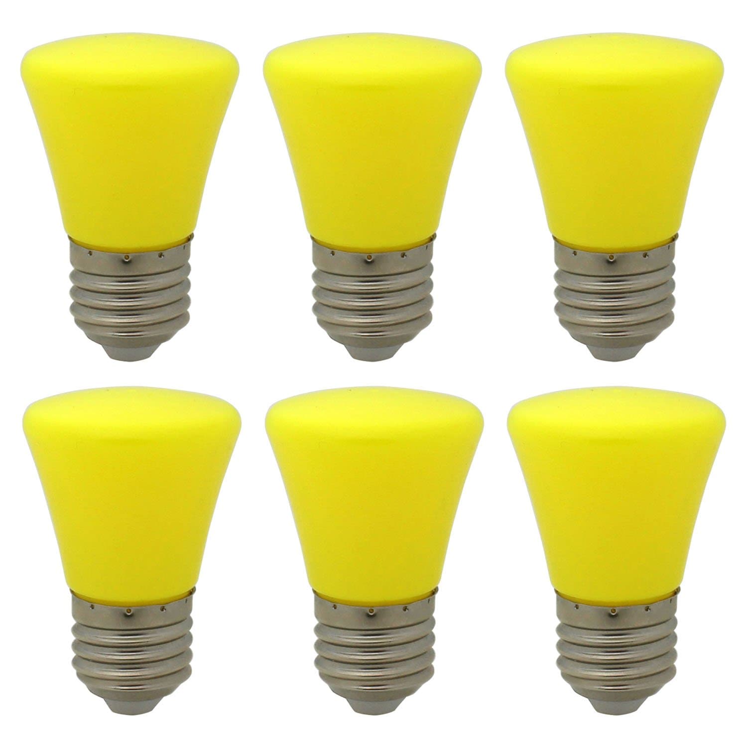 E27 Screw Cap Yellow LED Coloured Light Bulb Lamps for Party Christmas - Pack of 6 [Energy Class A+]