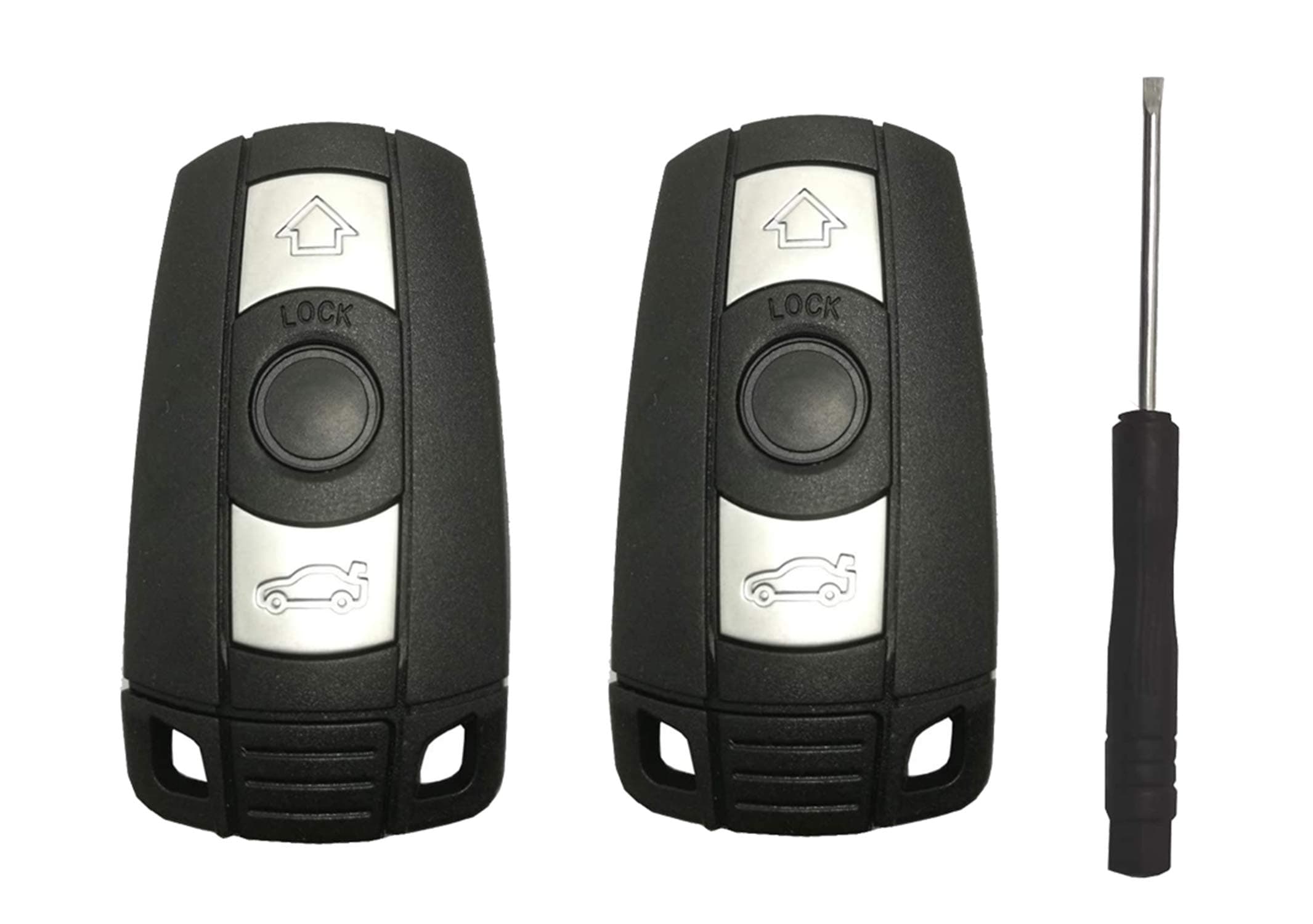 Key Fob Case Shell Fit for BMW 3 5 Series X5 X6 Z4 3 Buttons Replacement Keyless Entry Remote Car Key Fob Cover with Uncut Blade Blank and Screwdriver (2)