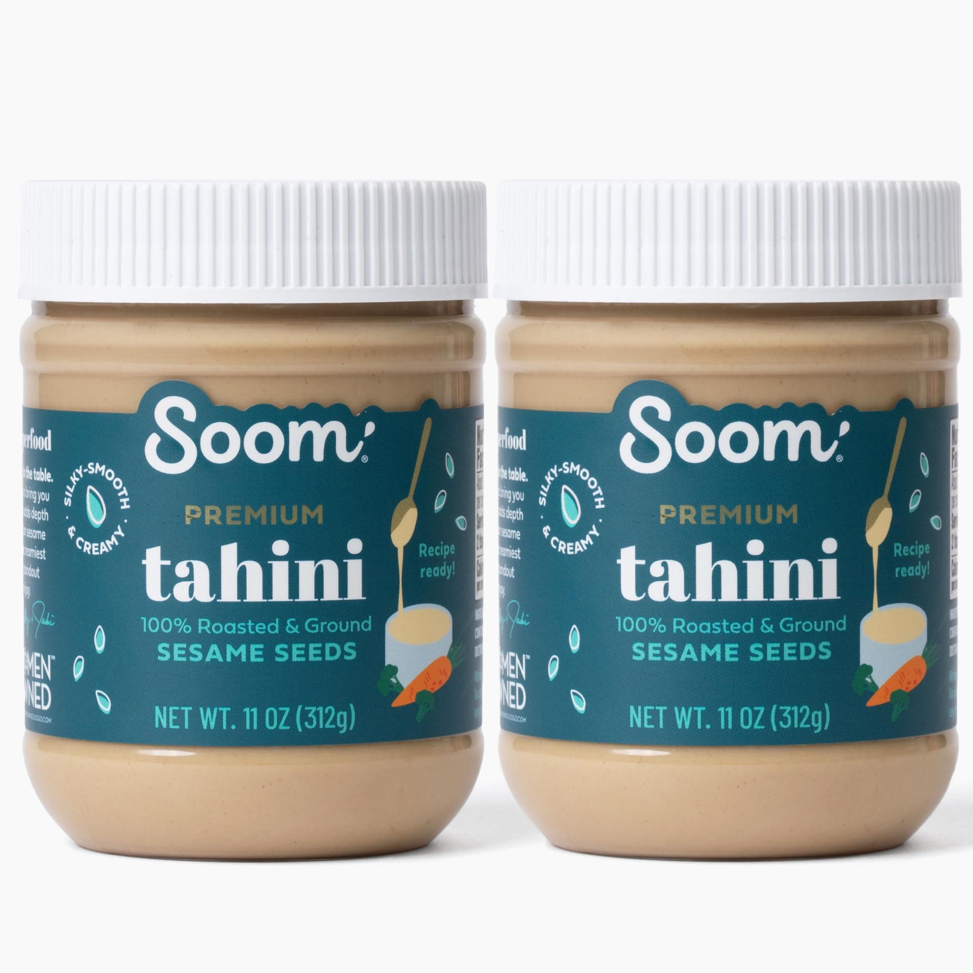 Foods Ground Sesame Tahini Paste 11oz (2 Pack) | Silky Smooth Texture in Hummus, Dips, Salad Dressings | Vegan, Nut-Free, Gluten-Free, Kosher, Keto, Paleo, Whole30