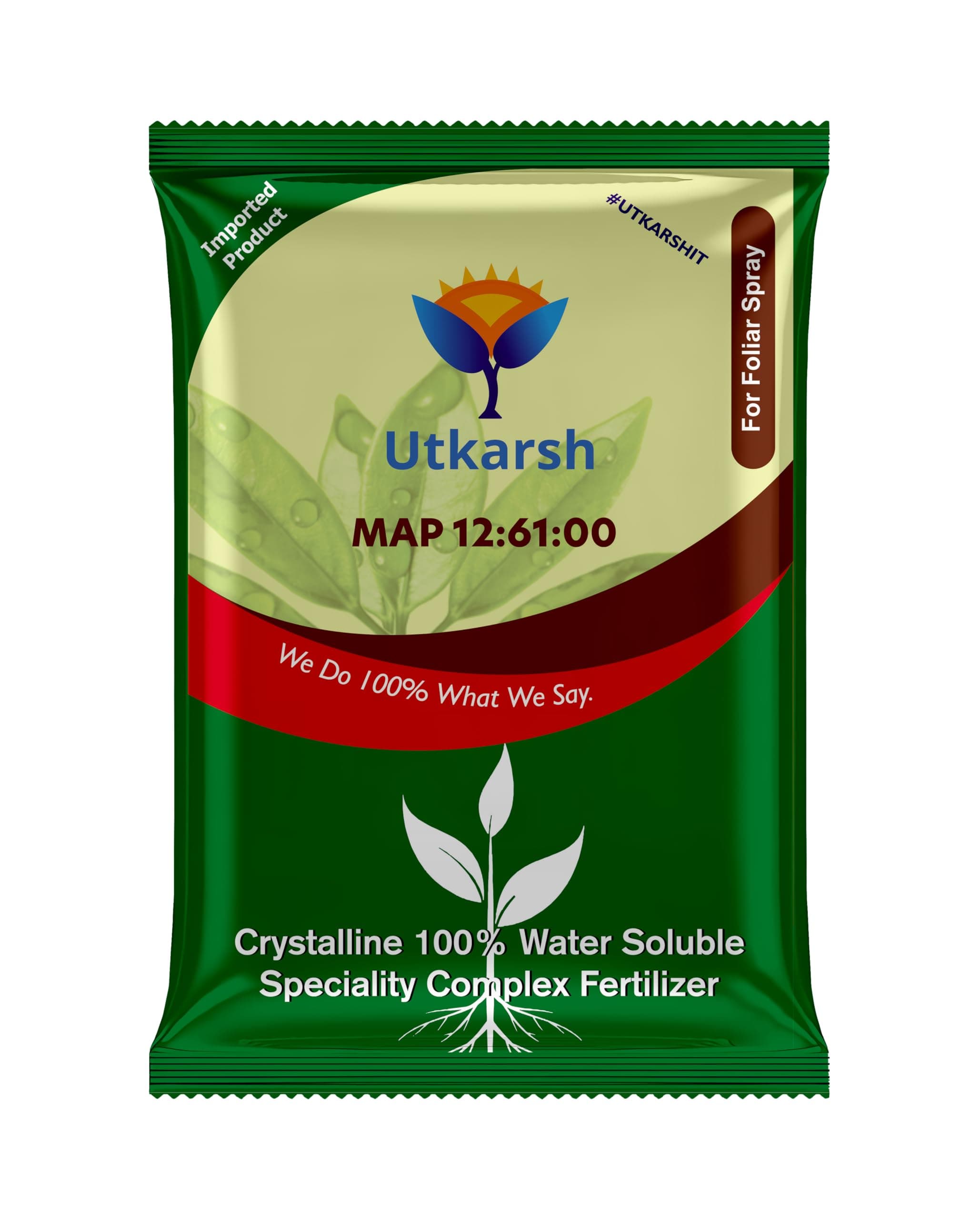 Utkarsh MAP 12 61 00 - Mono Ammonium Phosphate, NPK Fertilizers for Plants Growth & Home Garden | 100% Water Soluble Powder, Foliar Spray Nutrition (900 gm; Pack of 1)