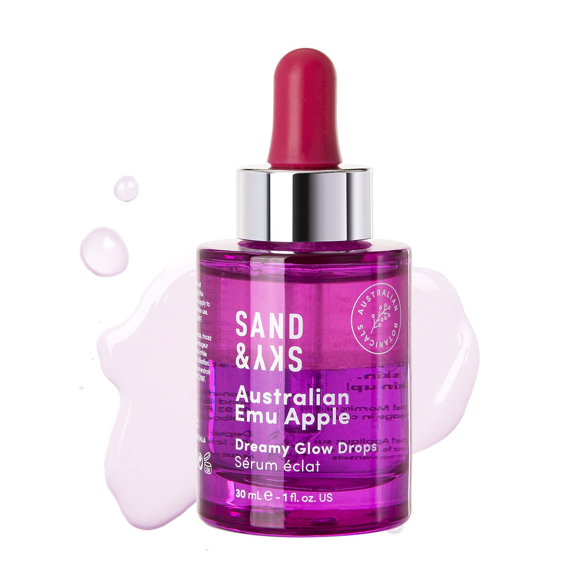 Sand & Sky Vitamin C Serum Hyaluronic Acid Serum Glow Drops - Australian Glow Berries Brightening Face Serum, Fine Line Reducing, Plumping, Dual Phase, 1 fl oz